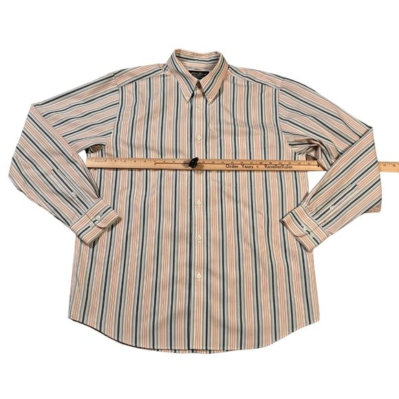 EDDIE BAUER Shirt Men's Long Sleeve Relaxed Fit Striped Button Up Cream Multi M - Picture 3 of 11